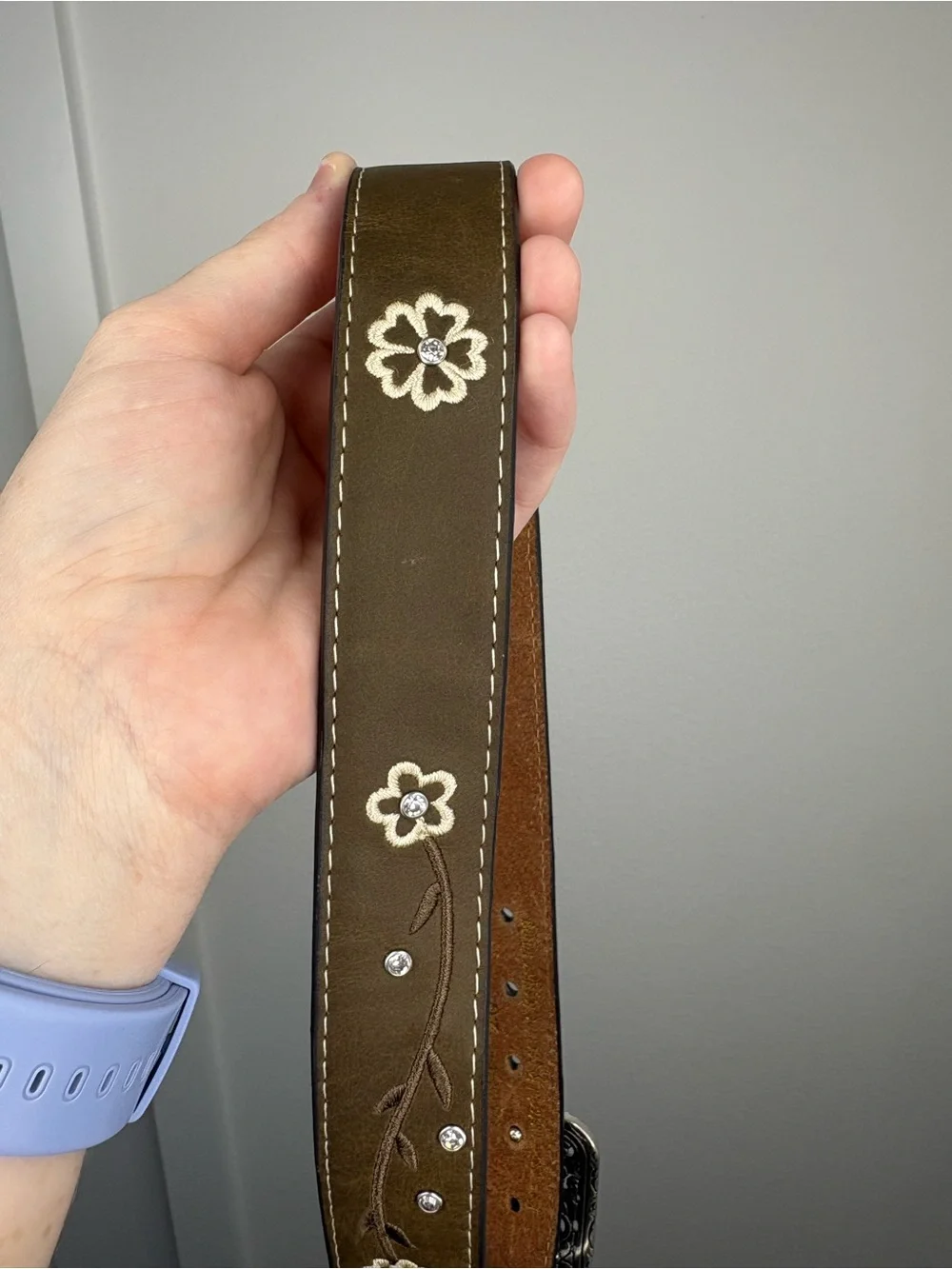 Ariat Girls Floral Embroidered Rhinestone Western Belt Size 26
